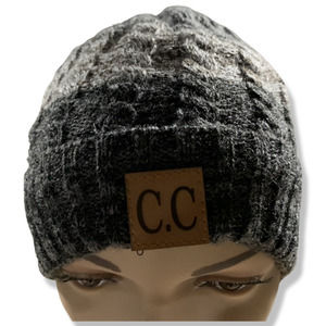 C.C, Grey/White, Soft Knit Beanie Cap Hat, Unisex